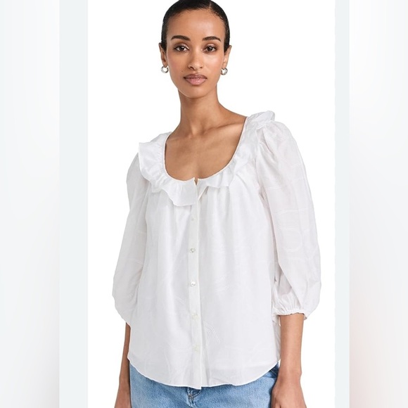 ✨ AYR “The Frill Seeker” Blouse – Romantic Blouse – Cotton Silk – Sz Large - Picture 1 of 13